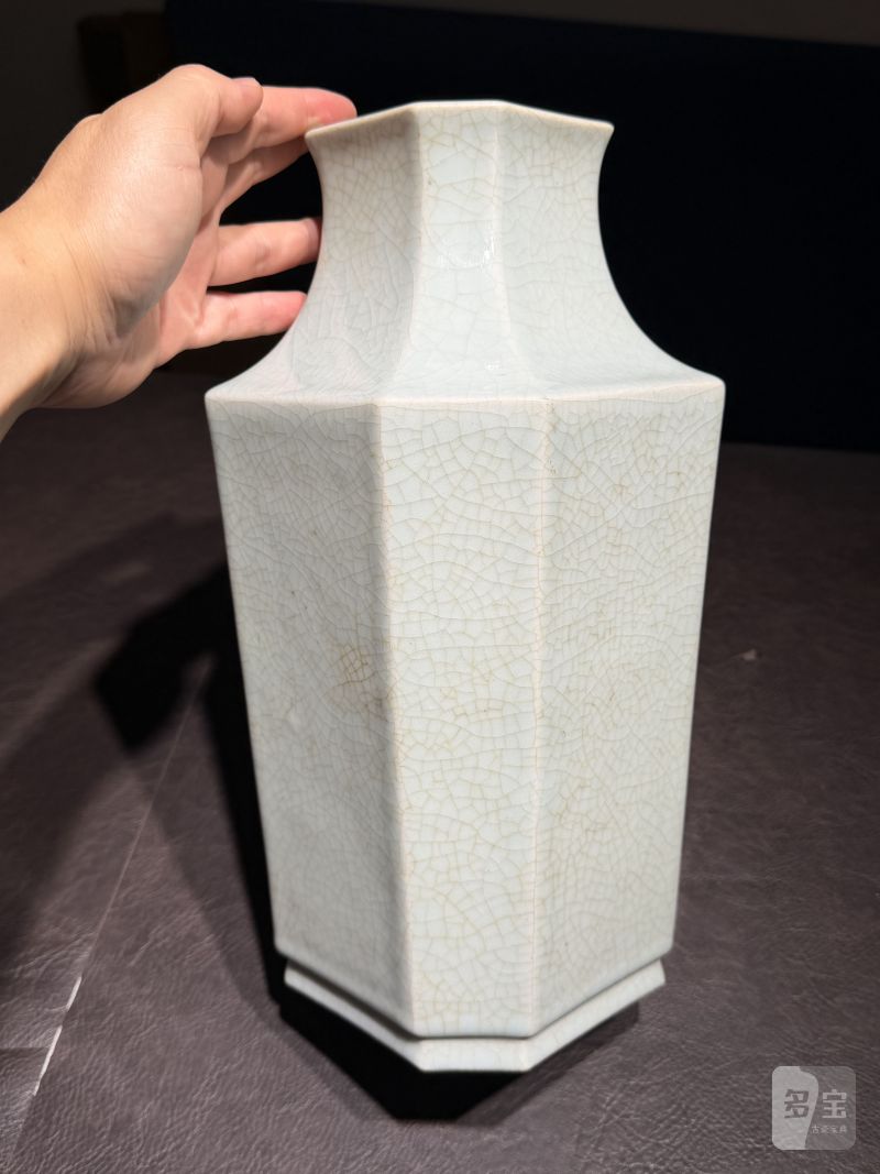 清道光 仿汝釉八方瓶 - 图12